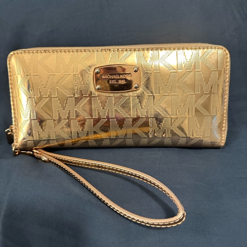 Michael Kors Signature Mirror Metallic Continental Wallet